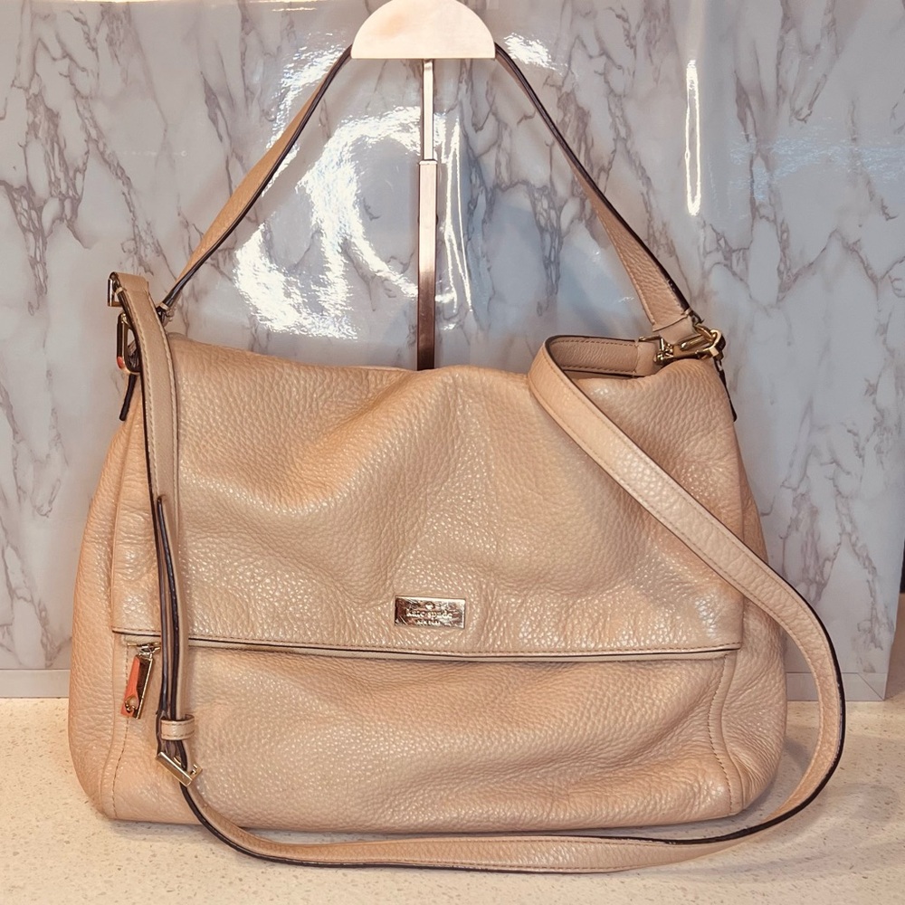 Kate Spade Flap Bag Beige Leather Shoulder Bag